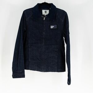 NEW G-Star Raw Cotton Service Overshirt Full Zi Collared Jacket Rinsed Denim S